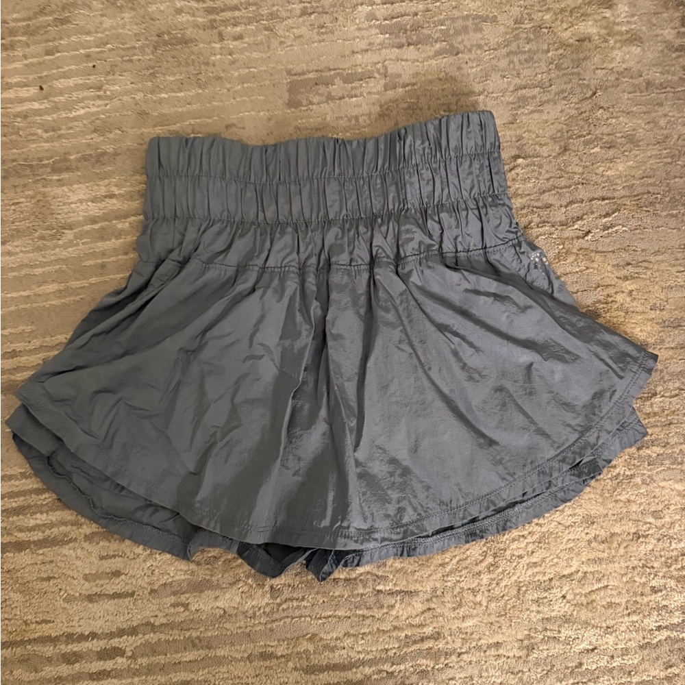 Gray / Blue High-Waisted Skirted Shorts